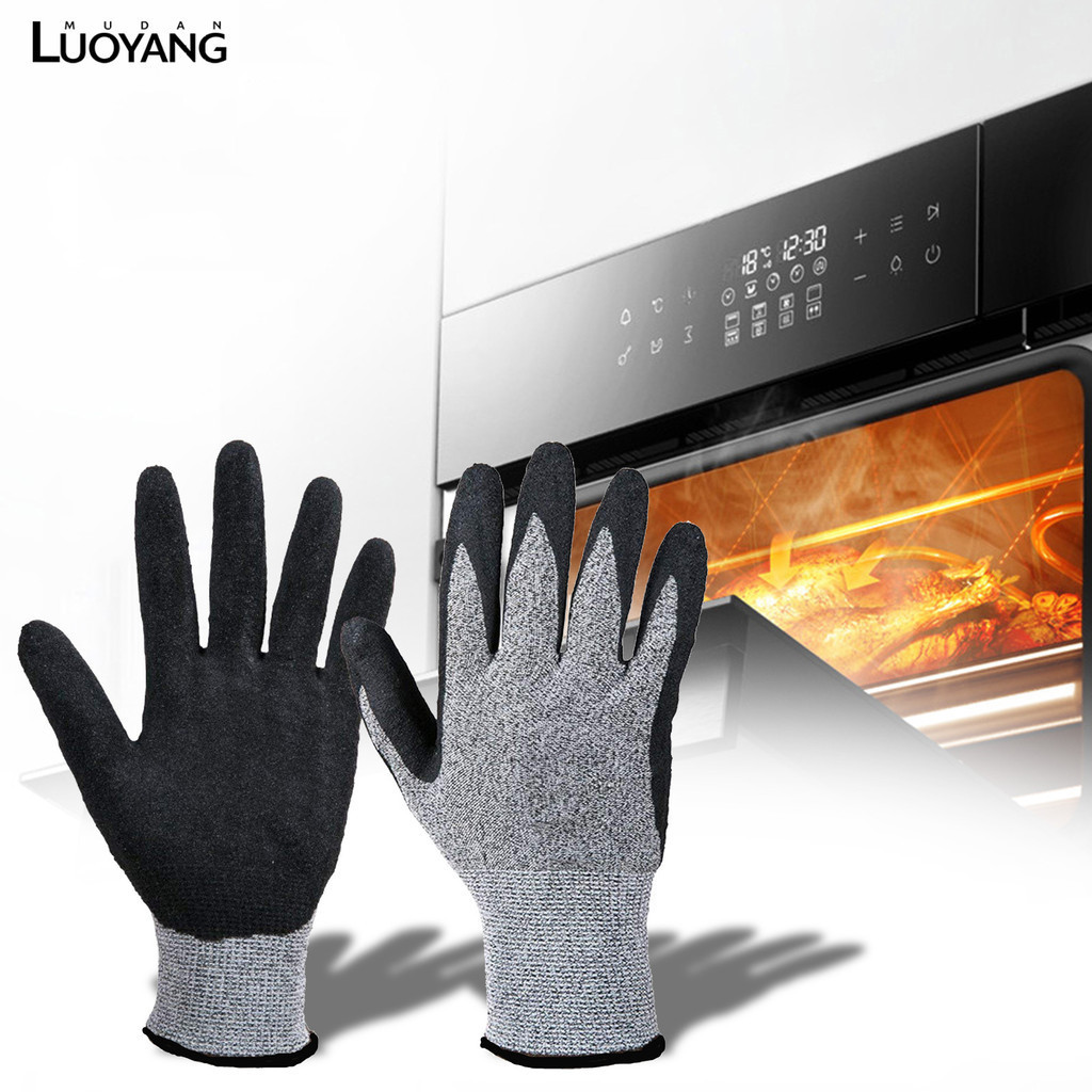 洛陽牡丹 耐高溫500/800度微波爐矽膠防滑手套 隔熱燒烤烤箱BBQ 丁腈浸膠款