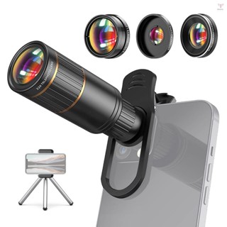 4 合 1 手機鏡頭套件外置手機相機鏡頭套裝,帶 22X 長焦鏡頭和 205° 魚眼鏡頭 & 4K 0.67X 廣角鏡頭