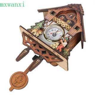 MXWANXI木質鐘擺復古鐘,沉默森林塔布穀鳥掛鐘,多種樣式3D嵌合復古木製臥室
