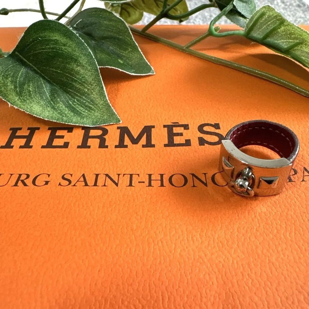 HERMES 愛馬仕 戒指 Chien Collier 銀 皮革 mercari 日本直送 二手