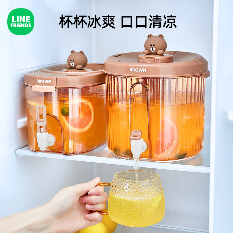【現貨速發】LINE FRIENDS 涼水壺水果茶冷泡壺 家用冷水壺可放冰箱大容量飲料桶
