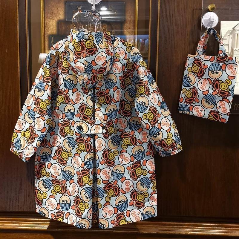 日本輕薄速乾透氣 兒童雨衣防暴雨雨衣 幼兒園防水雨衣 小學生書包位雨披 雙重防水雨衣