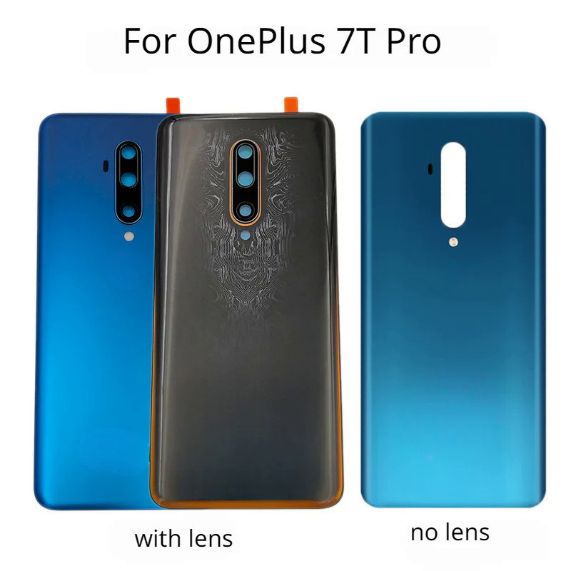 Oneplus 7t pro 1+ 7t pro 後蓋玻璃電池蓋後門外殼更換相機鏡頭+徽標