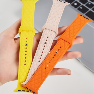 矽膠錶帶皮紋智慧手錶錶帶手鍊相容apple Watch系列9 8 7 45 41mm iwatch ultra 49mm
