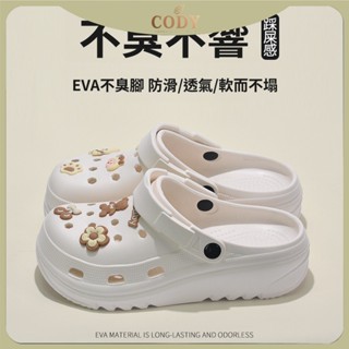 【 Cody生活舘】踩屎感洞洞鞋厚底男款夏季2024新款eva防滑不臭沙灘包頭半拖鞋女