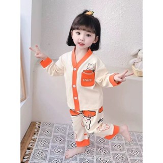 [1717人收藏]兒童德絨睡衣家居服夏季寶寶套裝男女童內衣開衫中大童休閒套裝