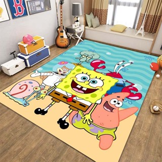 Spongebob SquarePants 卡通兒童可愛印花地毯客廳沙發區大號防滑墊兒童臥室趣味印花海綿寶寶地毯-q
