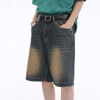 【HOT 本舖】男裝 S-3XL 美式復古 水洗牛仔短褲 男士潮流 夏季顯瘦中褲 休閒寬鬆 五分褲子男 短褲
