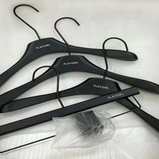 客製化 衣架 服裝店專用衣架 實木烤漆女裝兒童 防滑無痕 高階黑木質衣撐褲架 定製