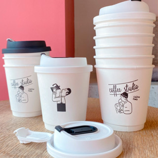 現貨 奶茶杯 ins 手繪一次性 咖啡杯 帶蓋奶茶加厚 防燙 熱飲杯子 外帶打包紙杯 定製
