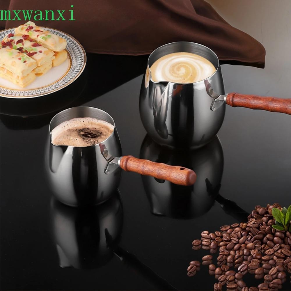 MXWANXI土耳其咖啡壺,不銹鋼300毫升/420毫升/600毫升拿鐵藝術杯,帶噴口咖啡機