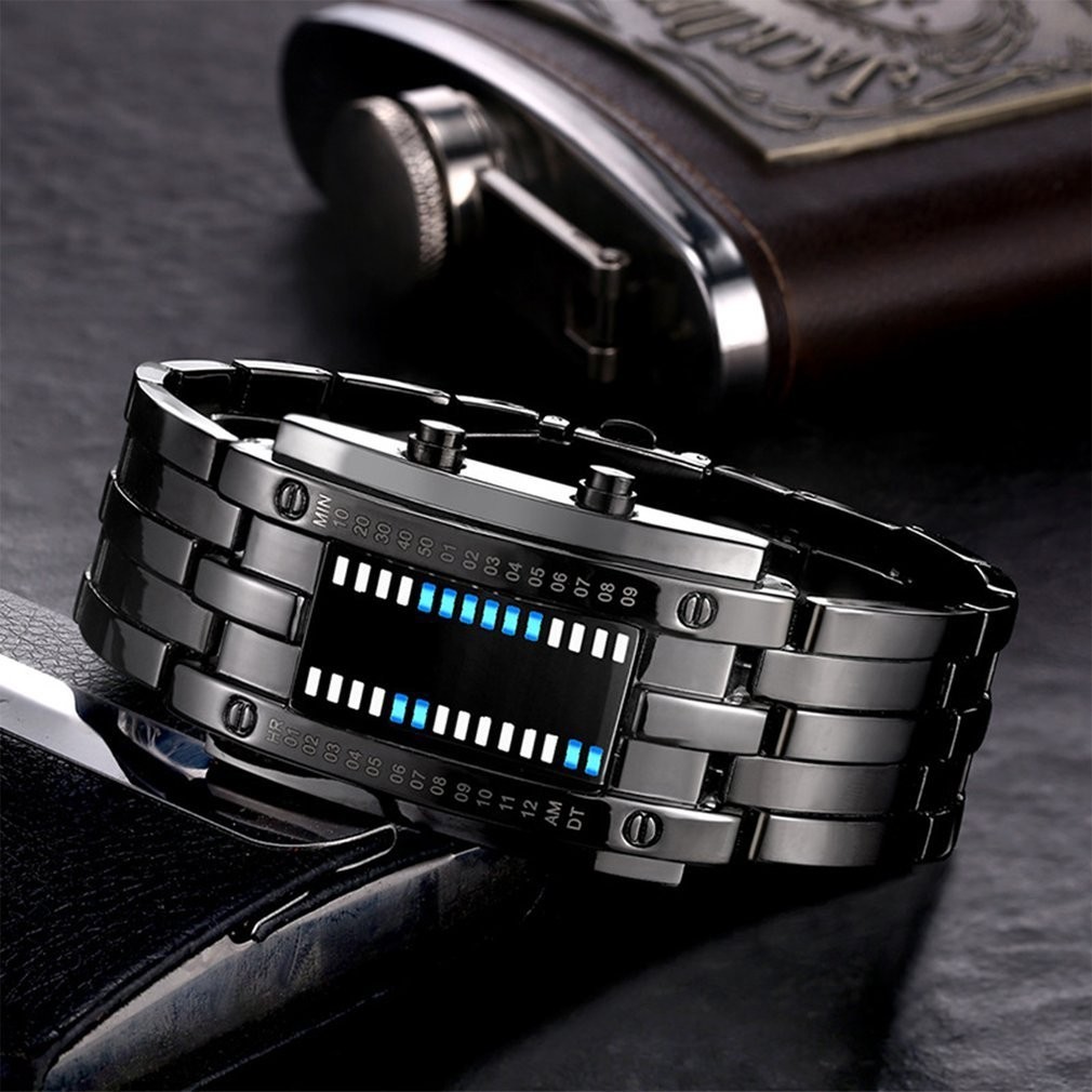 創意時尚數字手錶二進製手表防水 LED 運動手錶