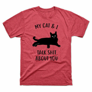 My Cat & I Talk Sh*T About You 黑貓搞笑男士 T 恤棉 T 恤服裝
