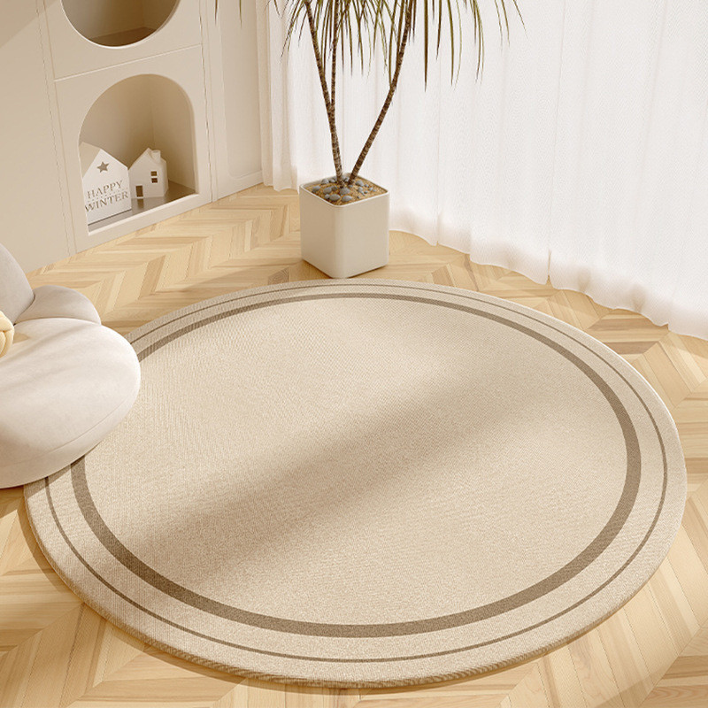 現代家居圓形地毯地垫客廳裝飾地毯耐髒易打理地垫侘寂風地毯吸水防滑地毯隔涼隔音耐磨沙發毯茶几墊