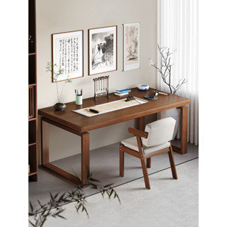 新中式書法桌客廳大板桌書桌家用雙人電腦桌辦公實木腿工作台桌子書桌 實木書桌 辦工桌 桌子