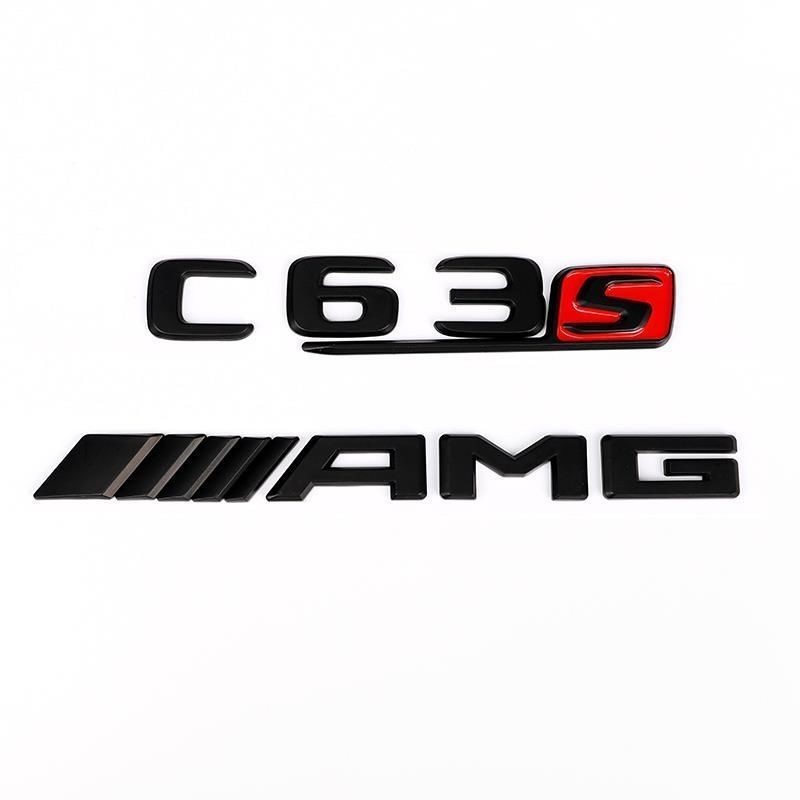 【台灣熱賣】奔馳車標新E級 C級改裝e63s AMG后尾字標貼 e43 e53 C63車標黑色