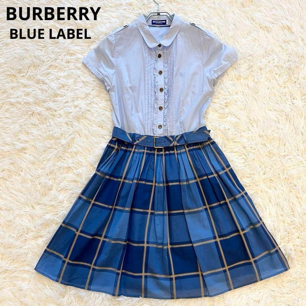 二手 - 英國 Burberry 藍色襯衫式連身裙 38/M