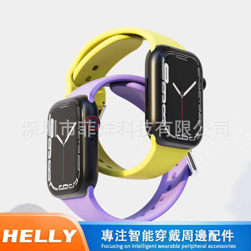 適用蘋果錶帶iwatch9876SE通用applewatch矽膠44/45表新款手錶帶