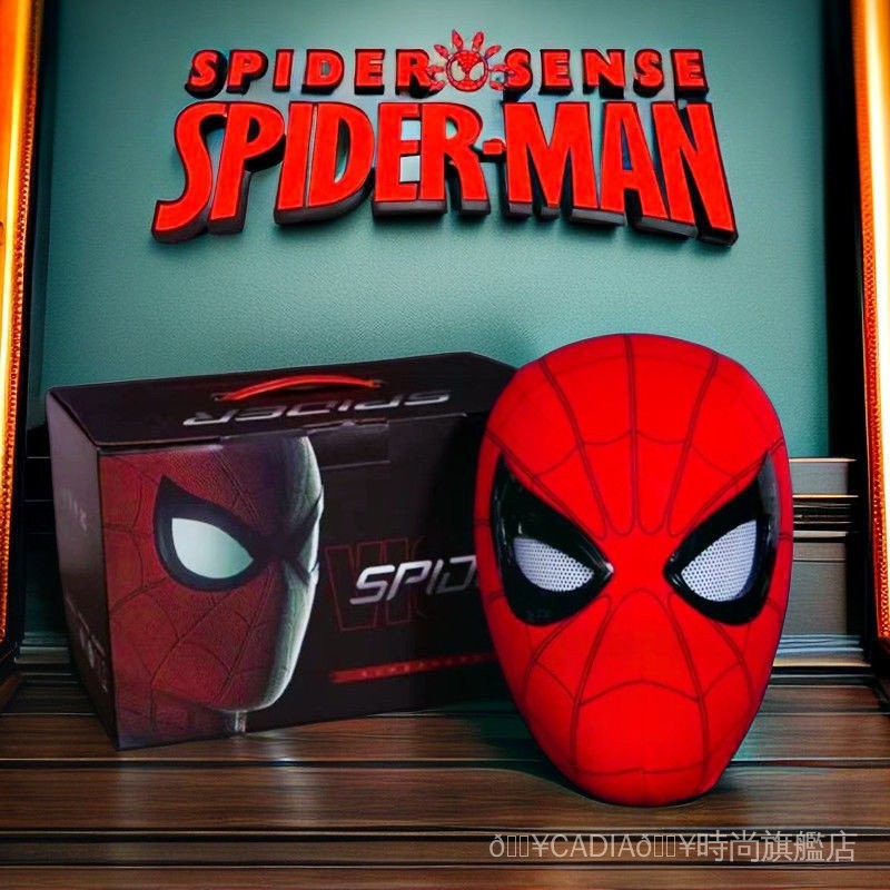 新品 夜光蜘蛛俠頭套 可動眼睛 角色扮演帽子面罩 可眨眼兒童玩具 搞怪蜘蛛人派對面具