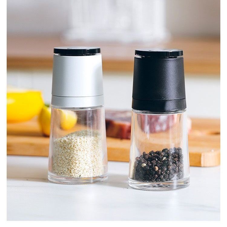 胡椒粉研磨器手動玻璃瓶密封罐家用磨粉超細海鹽調料瓶空瓶現花椒