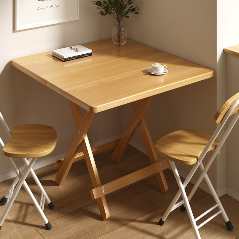 摺疊桌子小戶型實木方桌陽台簡易吃飯桌子戶外擺攤飯桌正方形餐桌