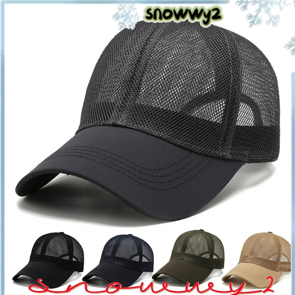 SNOWWY2太陽帽,大帽檐透氣棒球帽,舒適男女通用純色網格卡車司機帽夏季