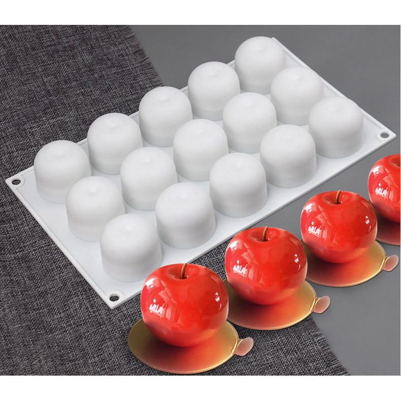 8連15連蘋果矽膠模具櫻桃鵝肝慕斯蛋糕模蠟燭模具水果巧克力模具