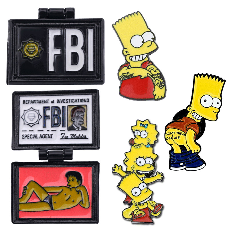 辛普森一家人 fbi證件牌聯邦調查局金屬胸針創意翻蓋徽章