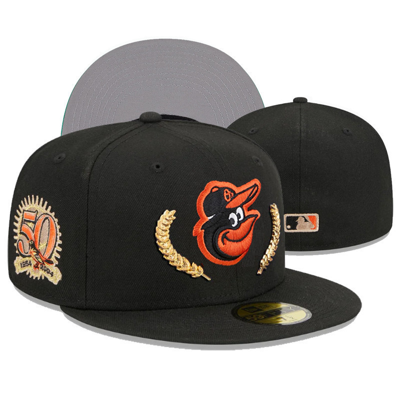 New Era MLB 底特律老虎隊和巴爾的摩金鶯隊流行黑色金屬 59fty 時尚多功能戶外棒球帽
