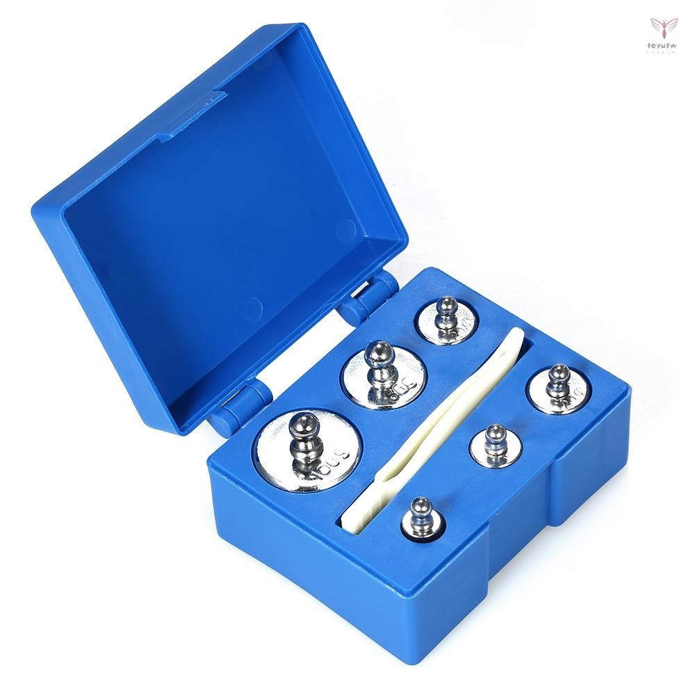 6 件重量 5g 10g 2x20g 50g 100g 克精密校準砝碼套件共 200g 帶鑷子用於天平秤
