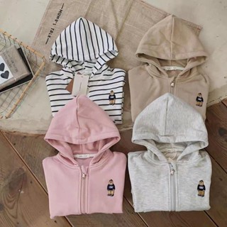 🌈BabyFace🌈童裝 寶寶外套連帽寬鬆拉鍊外套兒童小熊刺繡連帽大學T兒童寬鬆早秋外套