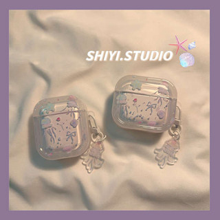 耳機殼韓國 耳機殼 ins夢幻海星水母蝴蝶結適用AirPods4保護套新款iPod蘋果耳機套帶掛飾2代無線藍芽3代air