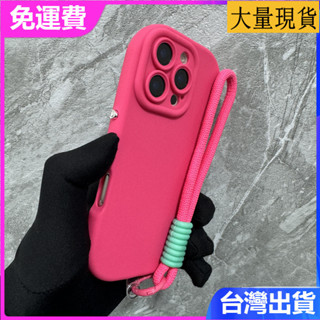 iphone 16 15 14 13 Pro max電鍍按鍵小胖妞玫紅液態磁吸款膚感掛繩女款支架防摔手機殼保護套