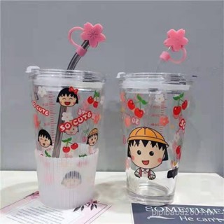 家用飲水用具玻璃吸管刻度杯牛奶杯玻璃茶杯可愛少女吸管杯