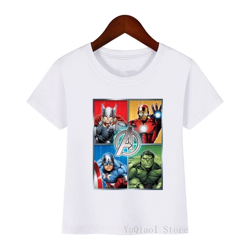 漫威超級英雄t恤兒童夏季上衣兒童t恤復仇者聯盟綠巨人鋼鐵俠印花t恤衣服