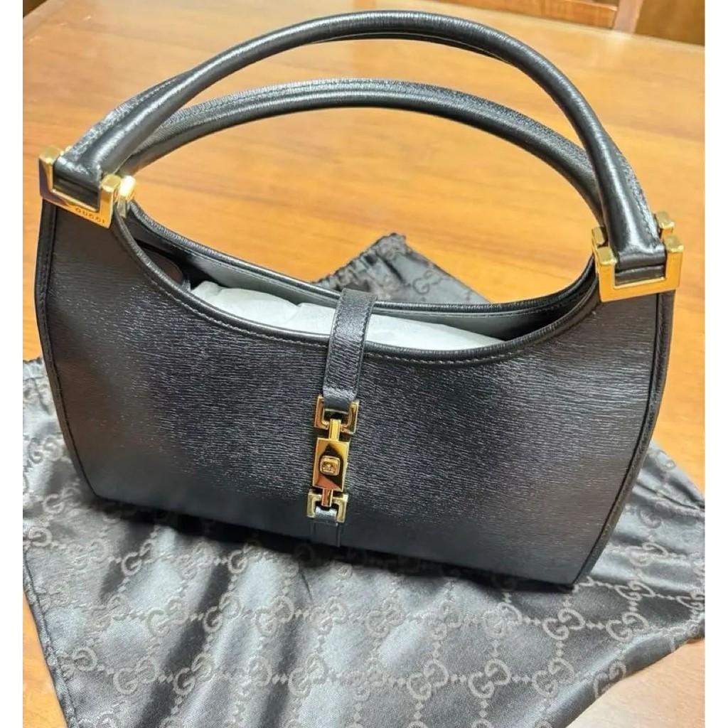 GUCCI 古馳 手提包 New Jackie 賈姬包 黑色 皮革 mercari 日本直送 二手