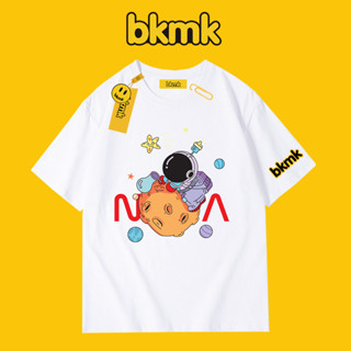 bkmk美式潮牌日系黑色短袖T恤男夏季寬鬆重磅純棉太空人情侶短袖 0417