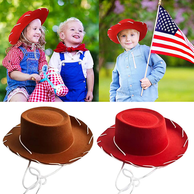 兒童西部大沿牛仔帽 西部帶繩牛仔帽 迪克牛仔 多色沿牛仔帽