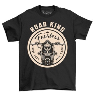Fearless Road King 男式摩托車 T 恤復古摩托車標語 T 恤