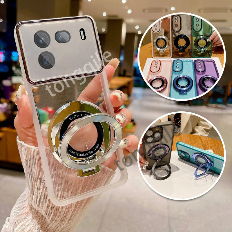 Iqoo 12 iQOO12 5G 2023 手機殼後蓋軟 TPU 柔性電鍍透明透明防震保險槓相機鏡頭保護環支架