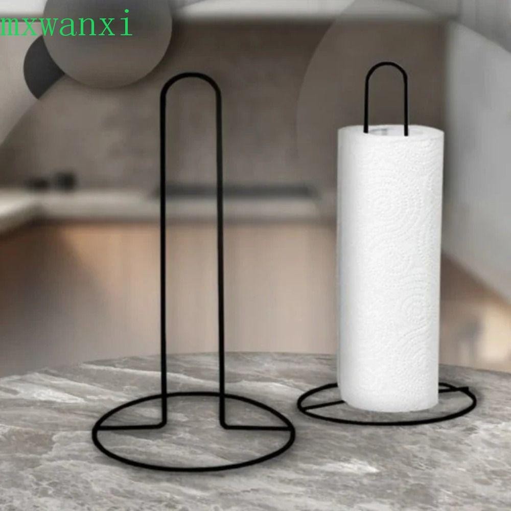 MXWANXI捲紙毛巾架,不銹鋼黑色/銀色立式餐巾架,實用自由站立單手撕裂組織架對於家庭