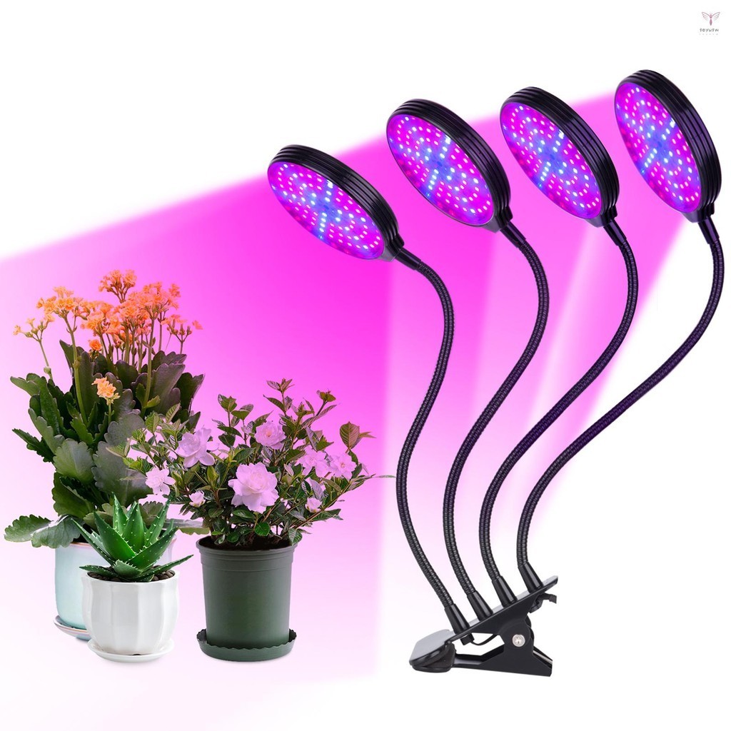 用於室內植物的 LED 生長燈 60W 4 頭紅色和藍色 LED 自動開啟和關閉,帶 4/ 8/ 12 小時定時器 3