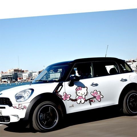 電動車遮擋劃痕KT貓車貼卡通可愛個性汽車車身裝飾貼Hello Kitty