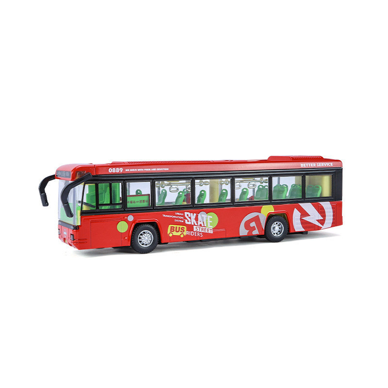 鎧威合金遙控充電公車巴士轉向開門音樂兒童玩具車小汽車配電 IJ6N
