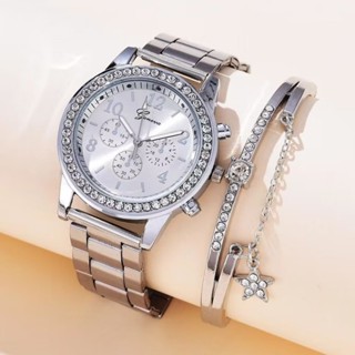 氣質時尚批發手錶電子全自動超薄金錶滿天星裝飾石英錶