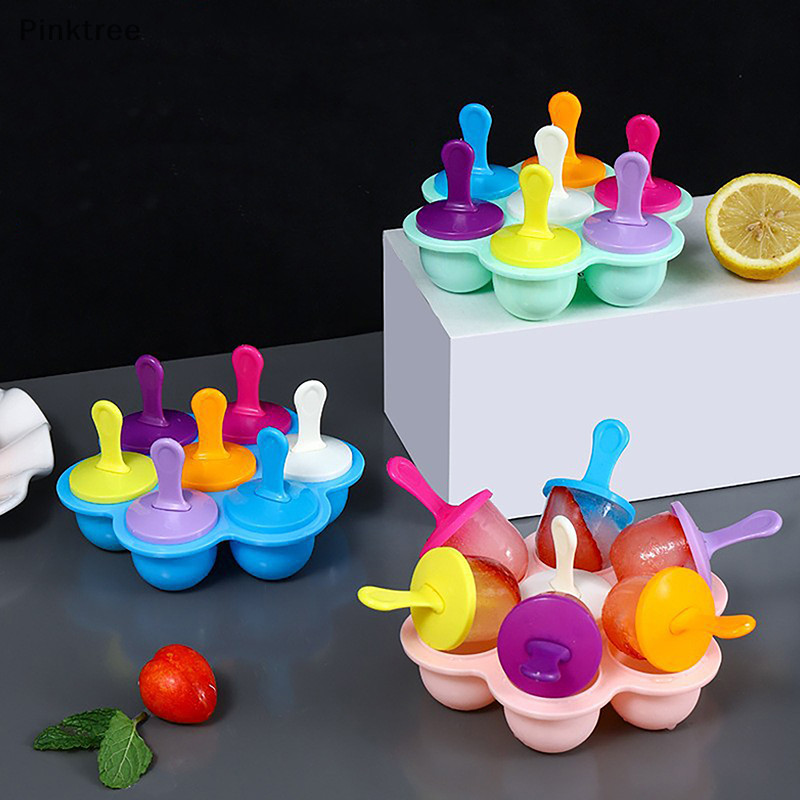 Ptr 7 孔 DIY 冰淇淋棒矽膠模具冰淇淋球機冰棒模具嬰兒水果奶昔家用廚房配件工具 TW