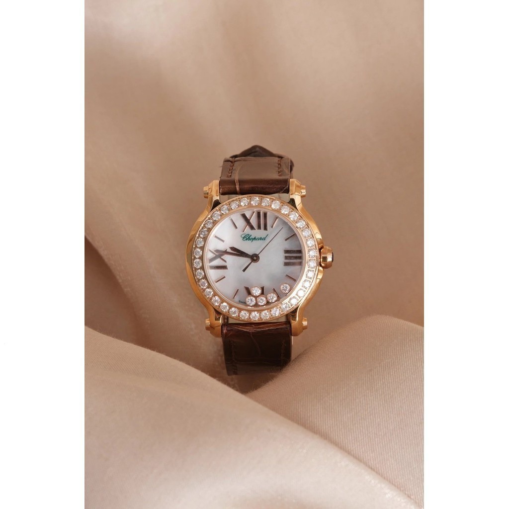 蕭邦女表HAPPY DIAMONDS系列274189-5005玫瑰金鑲鑽瑞士石英機芯手錶30毫米