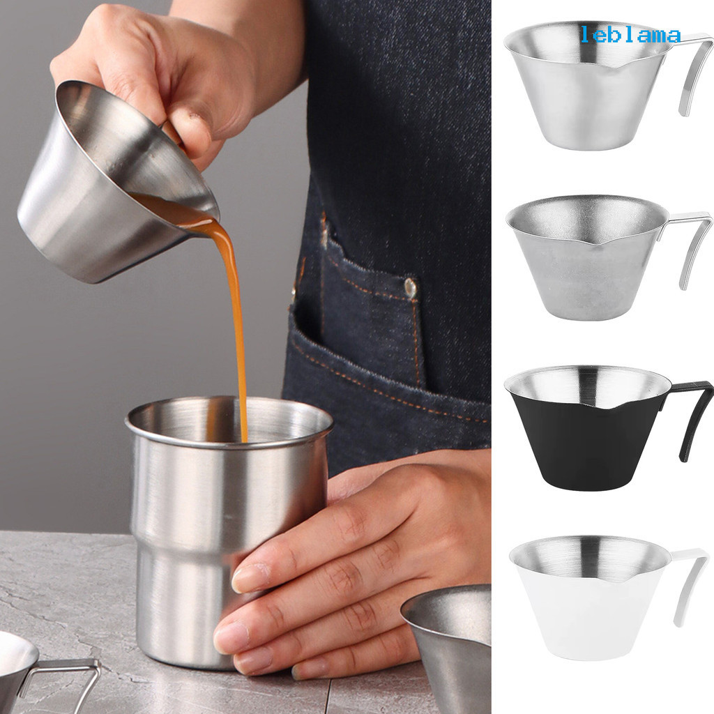 [LBA]304不鏽鋼量杯意式濃縮咖啡盎司杯帶把接液萃取杯帶刻度接咖啡液