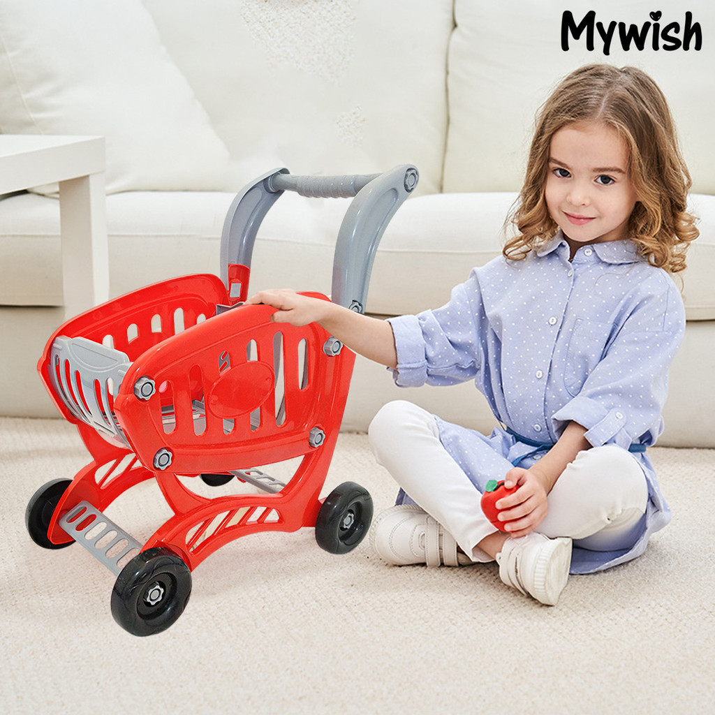 【萌寶屋】AMZ兒童購物車玩具女孩娃娃家超市小推車寶寶水果手推車玩具仿真大號（頻道）