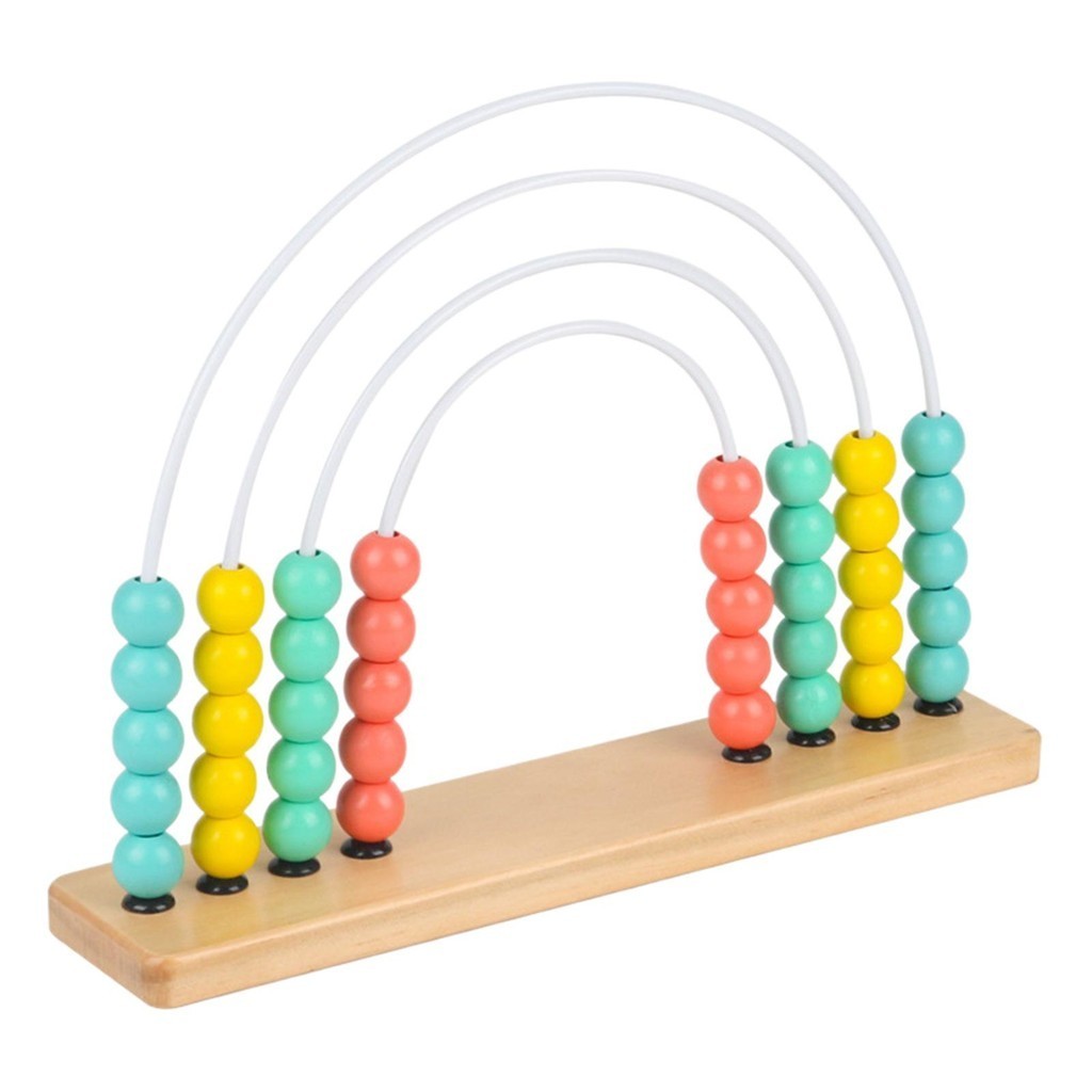 [Perfeclan5twTW] 用於托兒所裝飾的木製彩虹算盤蒙台梭利玩具教育學習遊戲